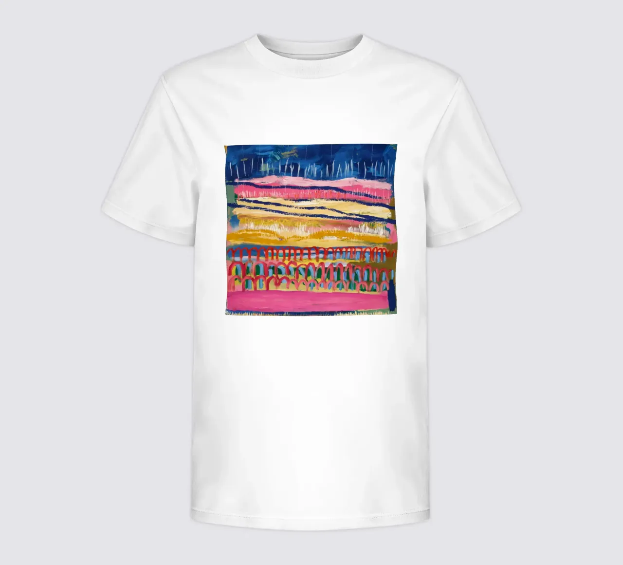 Paesaggio onirico ocra azzurra t-shirt bambini da Sublime Layers