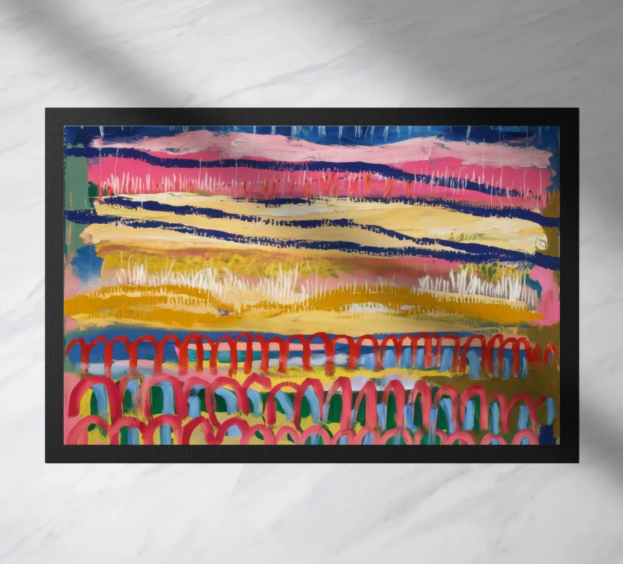 Paesaggio onirico ocra azzurra zerbino da Sublime Layers