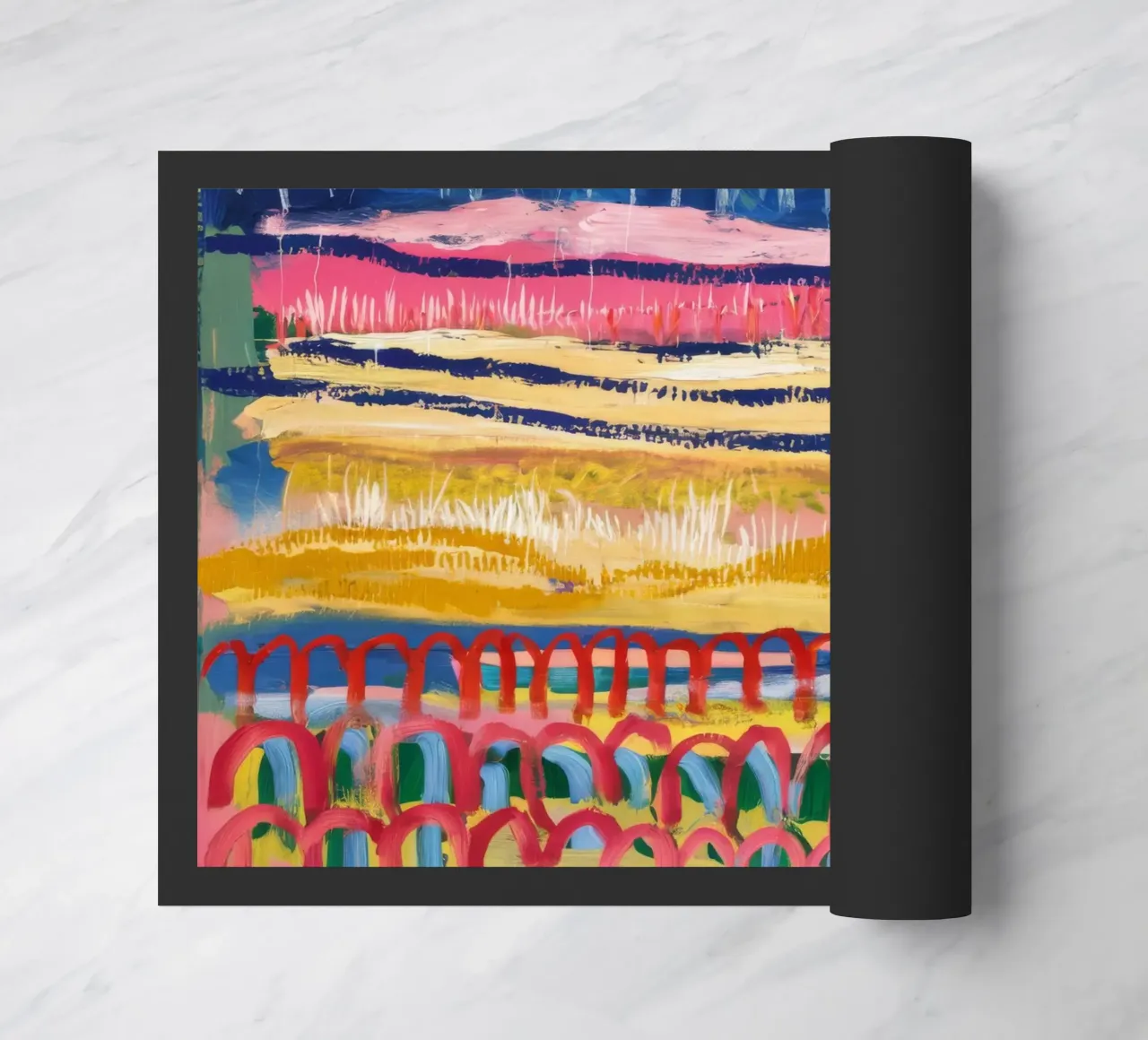 Paesaggio onirico ocra azzurra zerbino da Sublime Layers