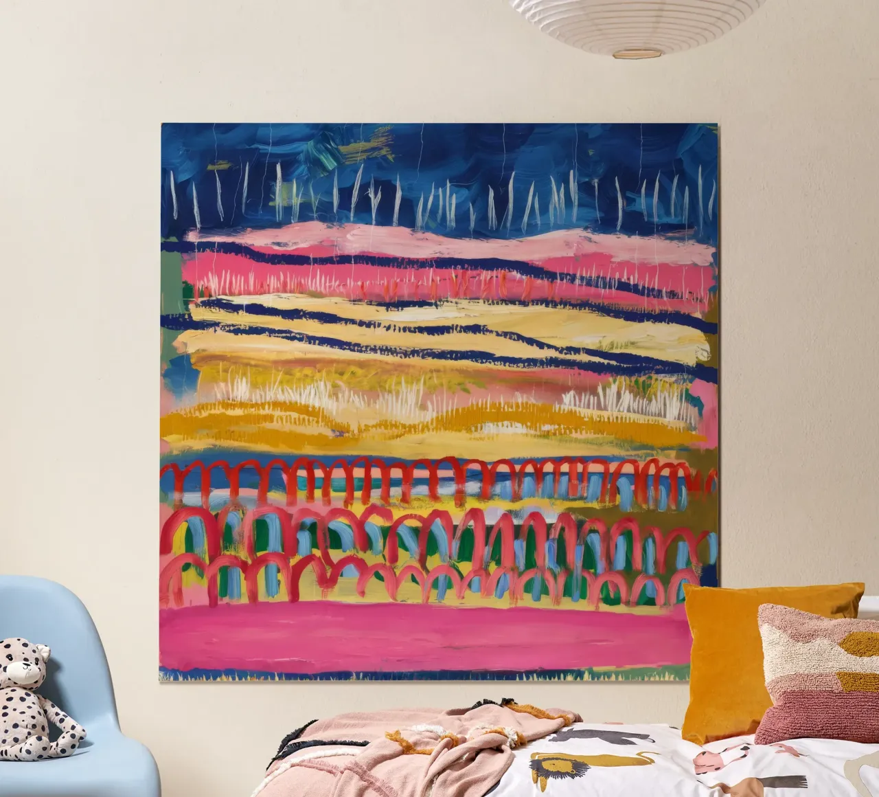 Paesaggio onirico ocra azzurra poster da Sublime Layers