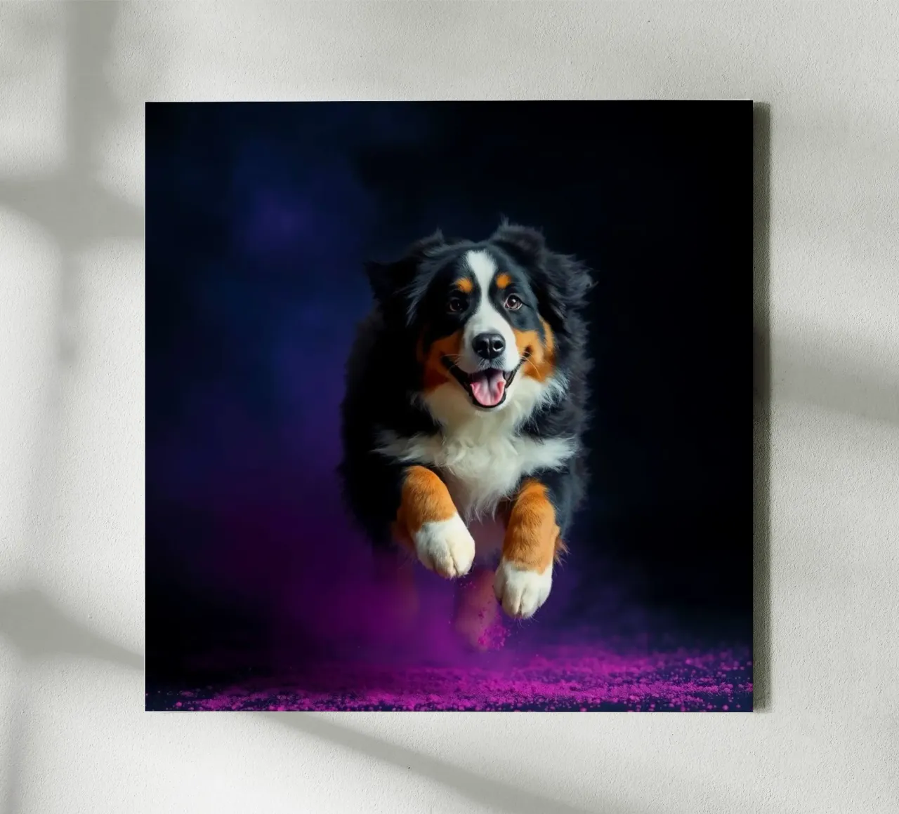 The colorful Bernese Mountain Dog #175 canvas with Floater frame by Yumis.Beargang.and.Me
