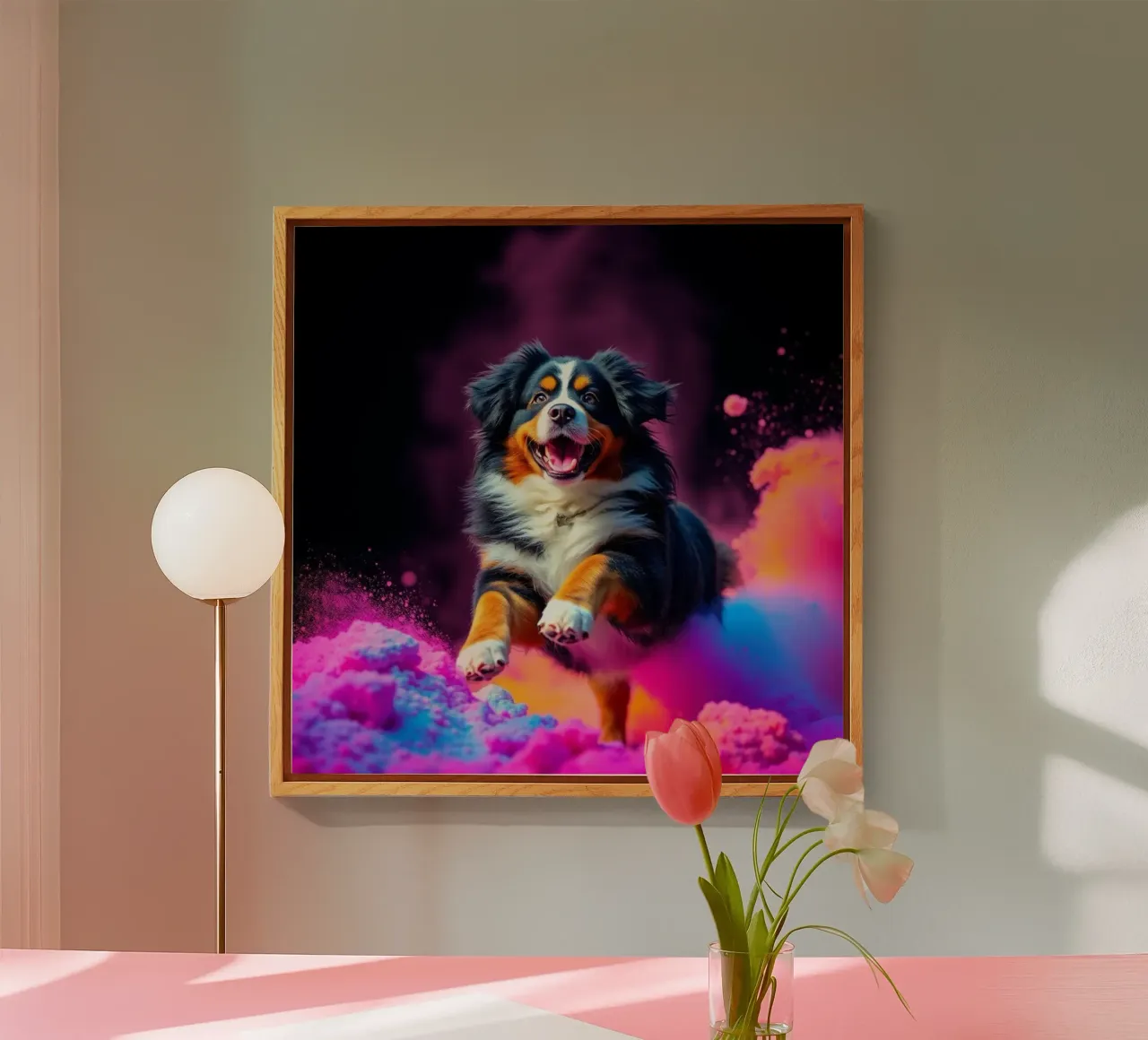 The colorful Bernese Mountain Dog #176 acrylic glass by Yumis.Beargang.and.Me