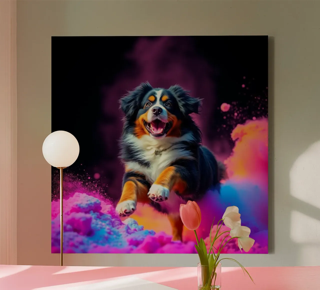 De kleurrijke Berner Sennenhond #176 canvas van Yumis.Beargang.and.Me