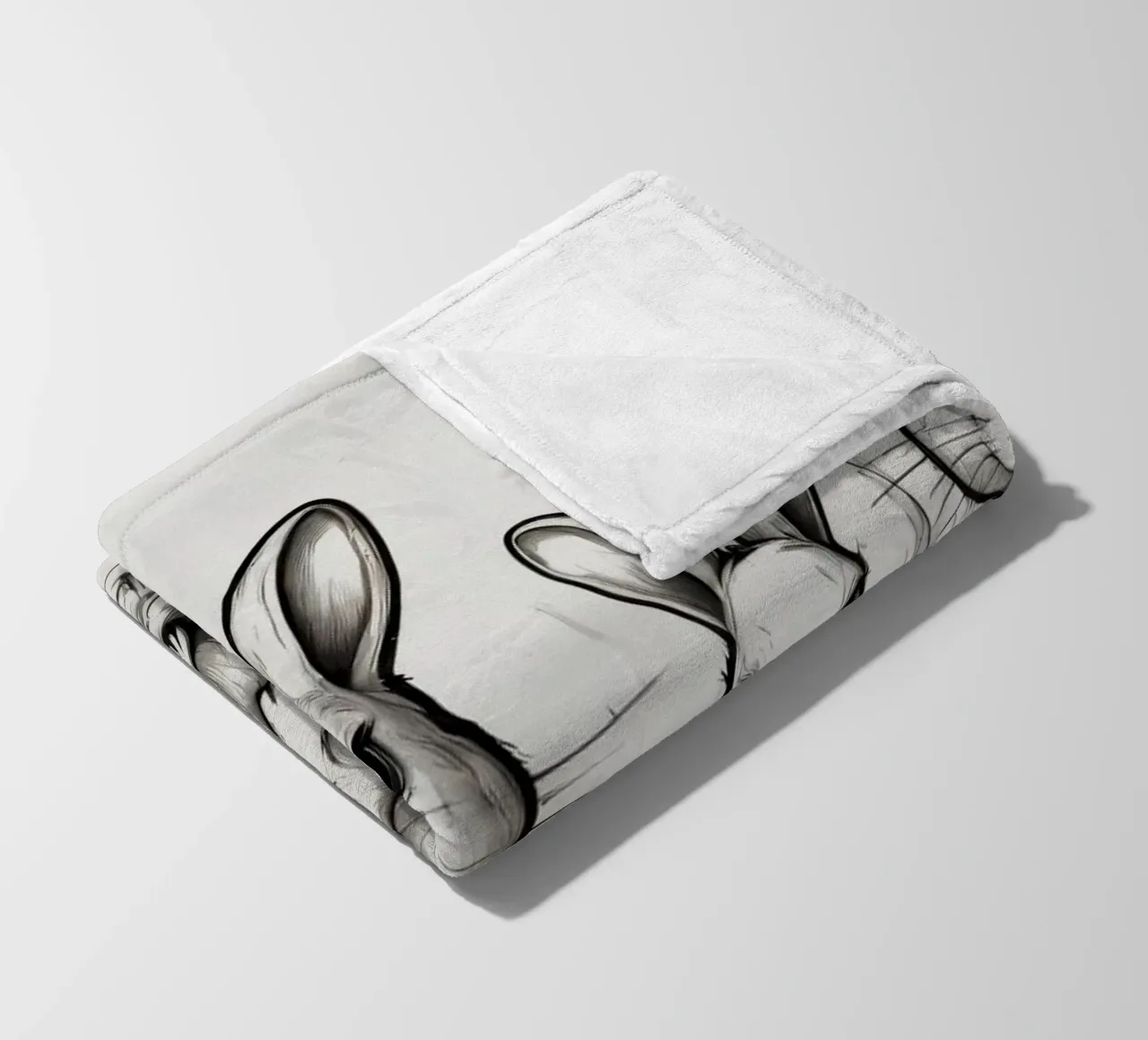 Quattro simpatici conigli dei cartoni animati in piedi insieme in un campo lussureggiante coperta in pile da DesignDoodle
