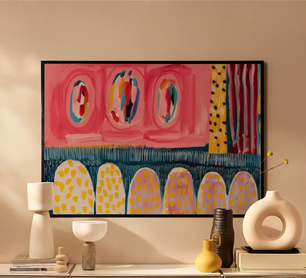 Giubileo del fiore di corallo poster con telaio in legno da Sublime Layers