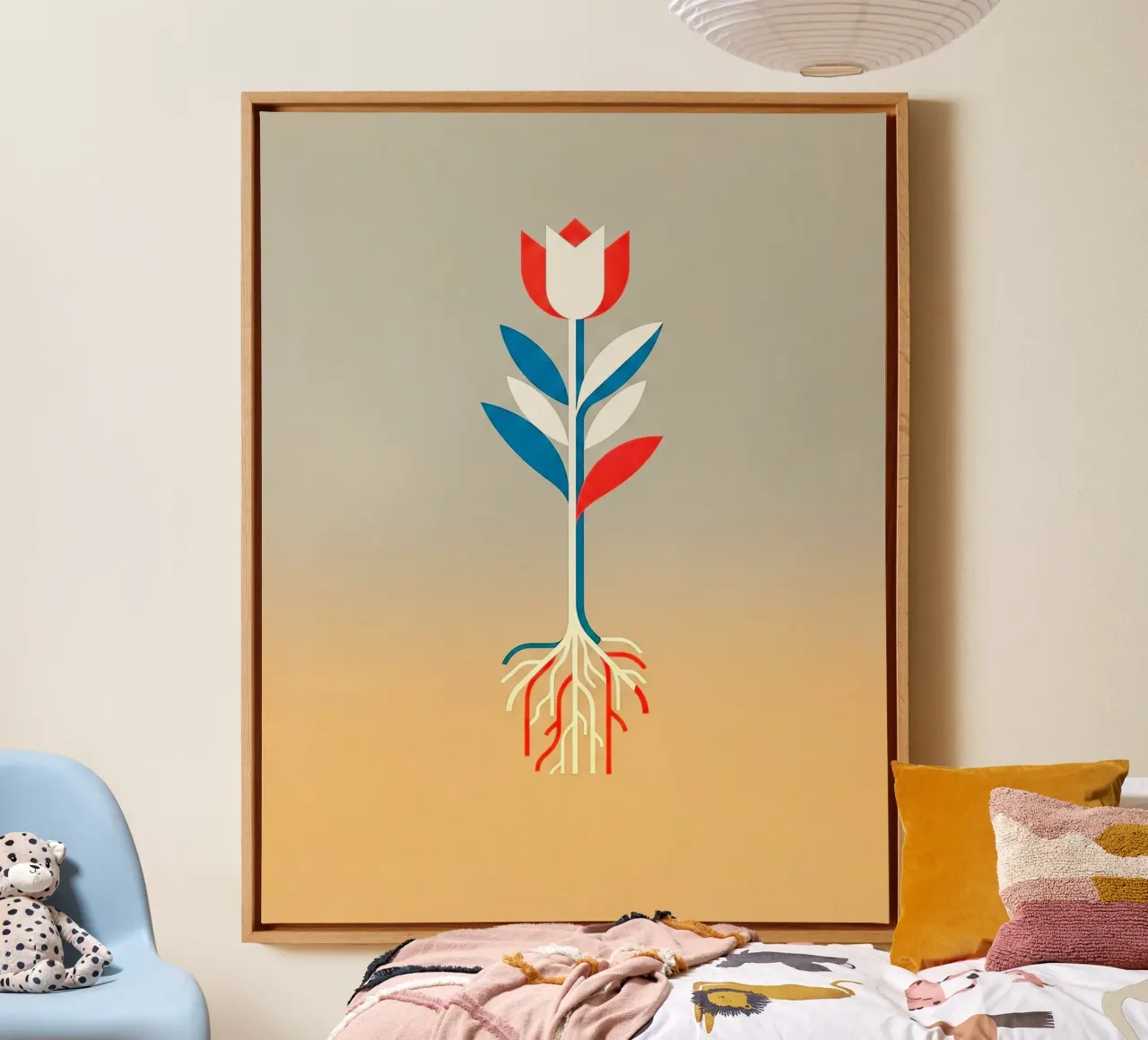 Floral bauhaus #072: Botanical Geometry canvas with Floater frame by Zen Design