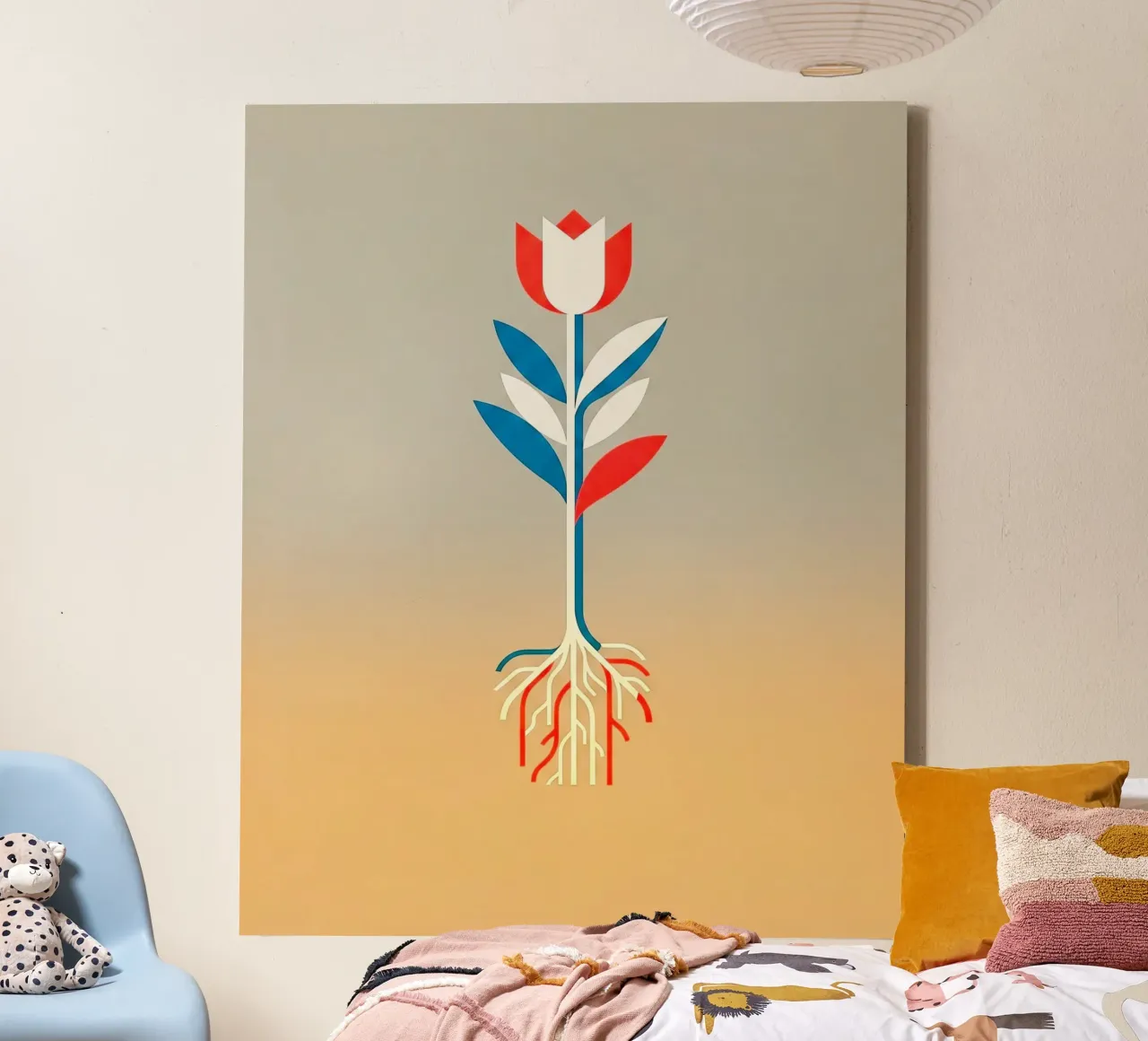 Floral bauhaus #072: Botanical Geometry canvas with Floater frame by Zen Design