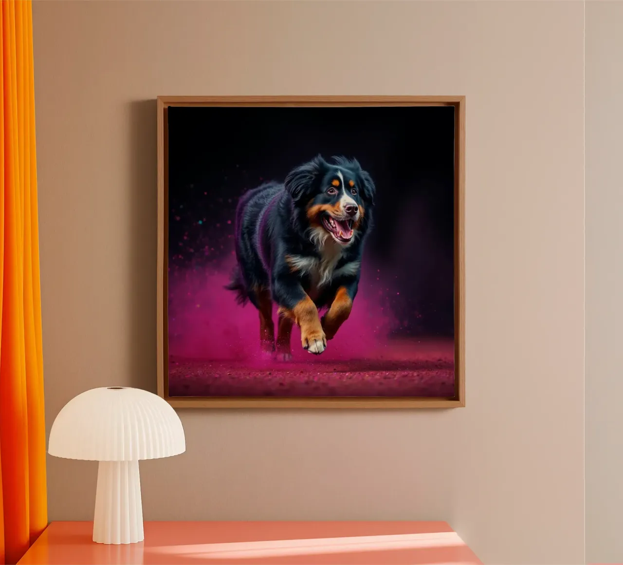 De kleurrijke Berner Sennenhond #179 canvas met Baklijst van Yumis.Beargang.and.Me