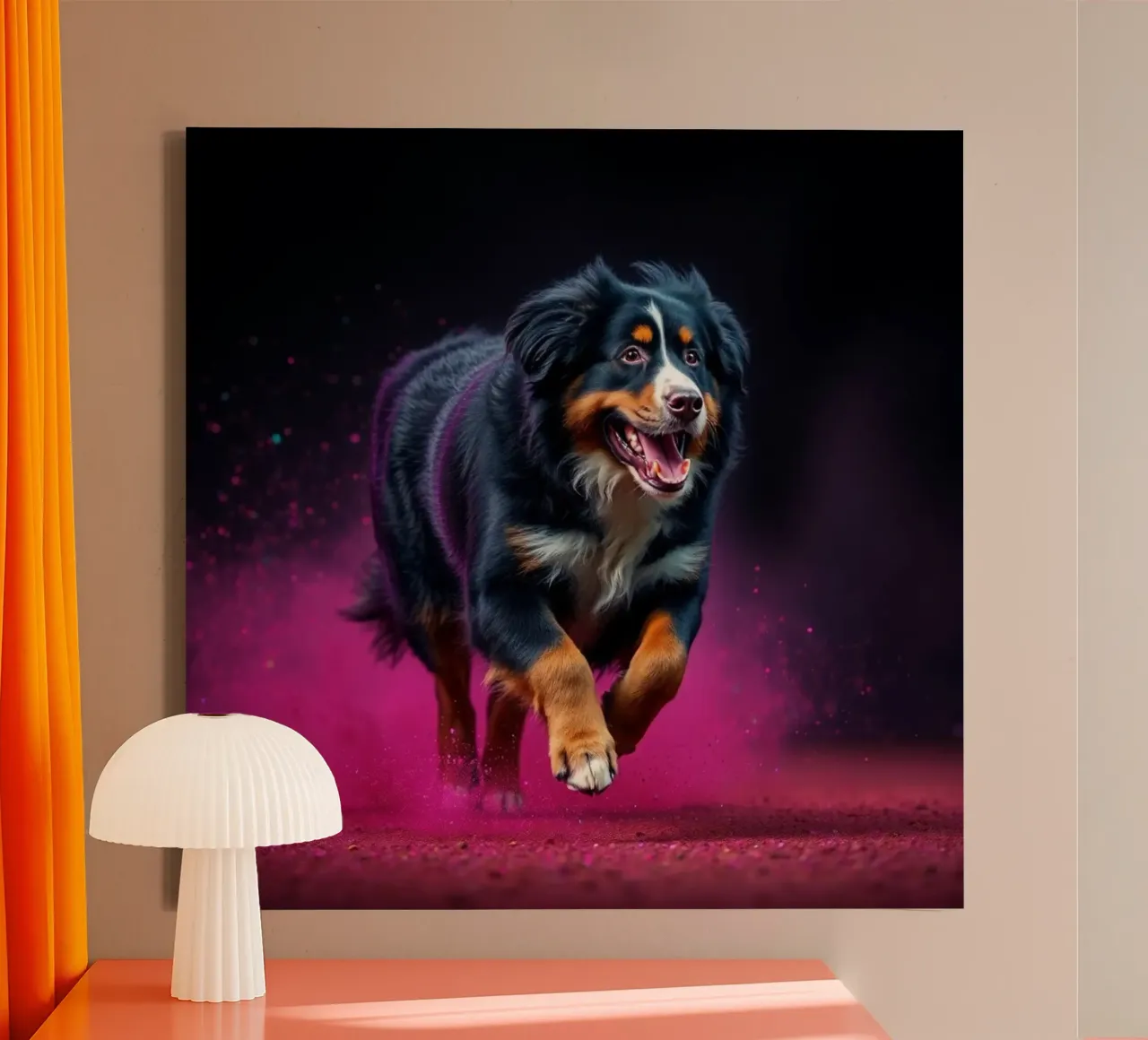 De kleurrijke Berner Sennenhond #179 canvas met Baklijst van Yumis.Beargang.and.Me