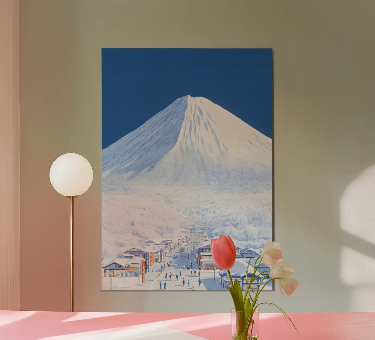 Snowy Mount Fuji poster van Attaboy Dsgn