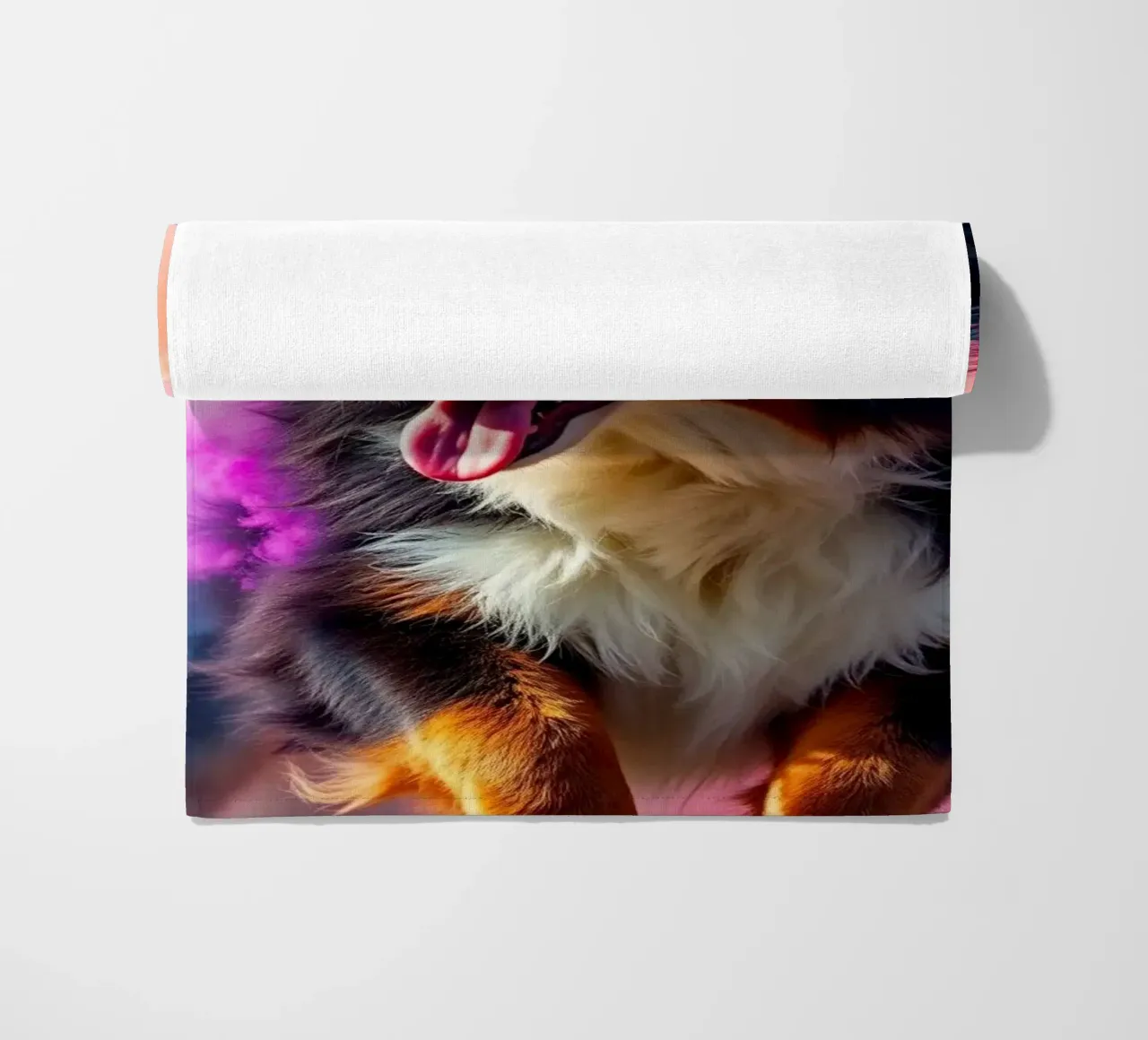 The colorful Bernese Mountain Dog #180 beach towel by Yumis.Beargang.and.Me