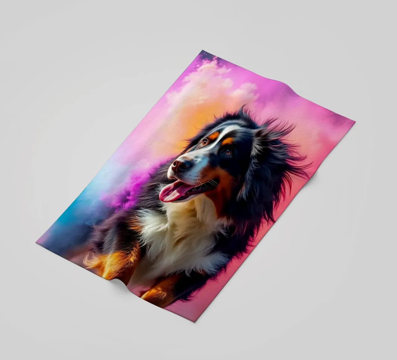 The colorful Bernese Mountain Dog #180 beach towel by Yumis.Beargang.and.Me