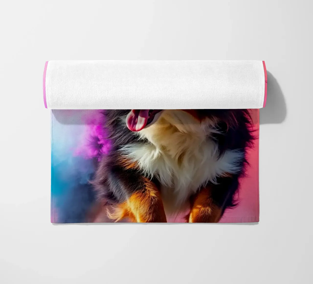 The colorful Bernese Mountain Dog #180 beach towel by Yumis.Beargang.and.Me