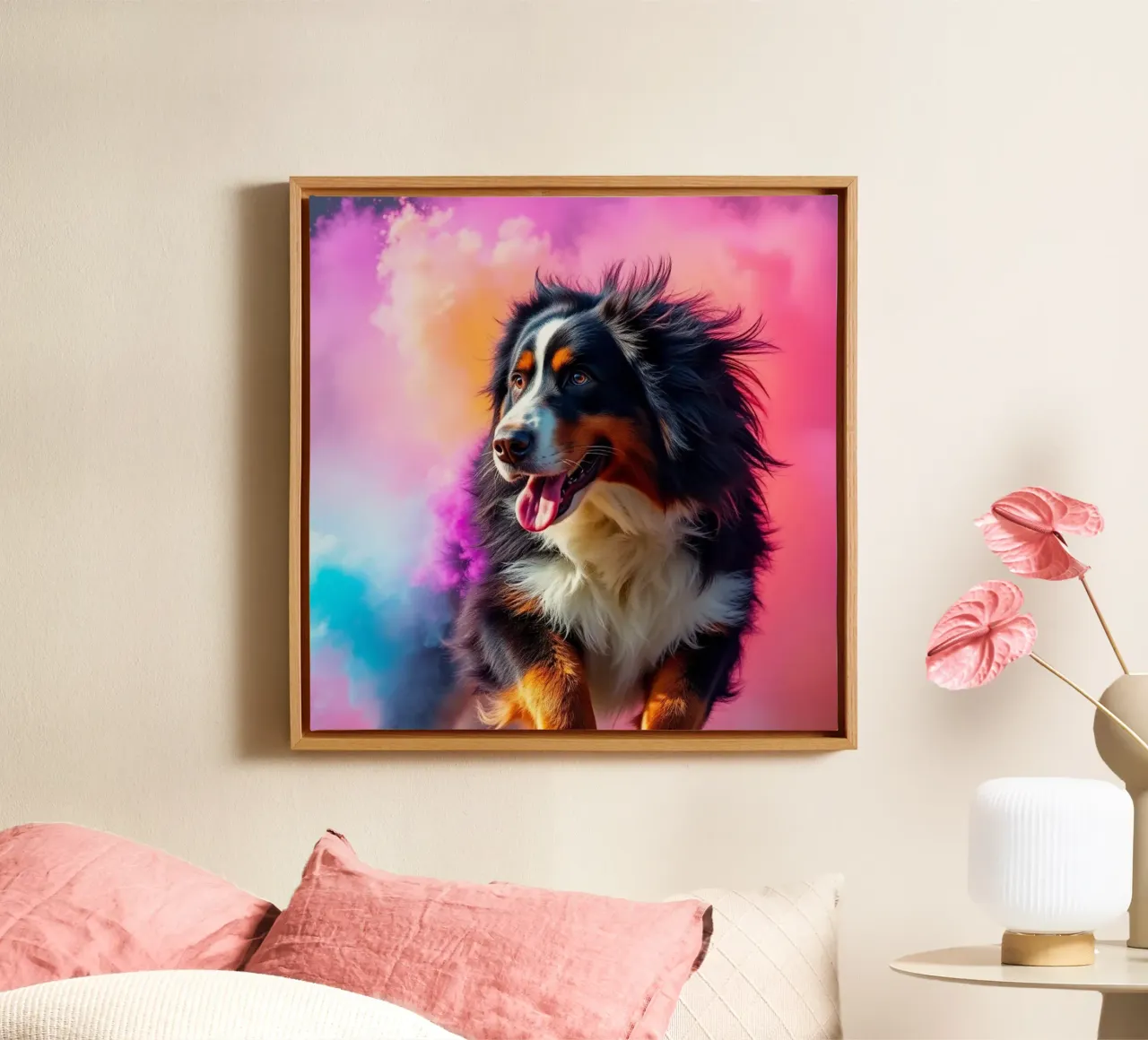 The colorful Bernese Mountain Dog #180 canvas by Yumis.Beargang.and.Me