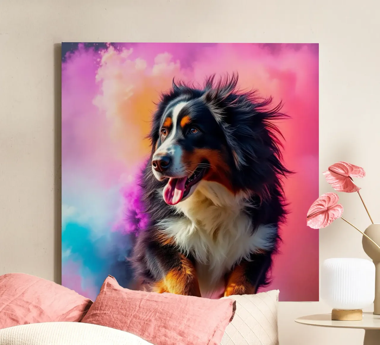 The colorful Bernese Mountain Dog #180 canvas by Yumis.Beargang.and.Me