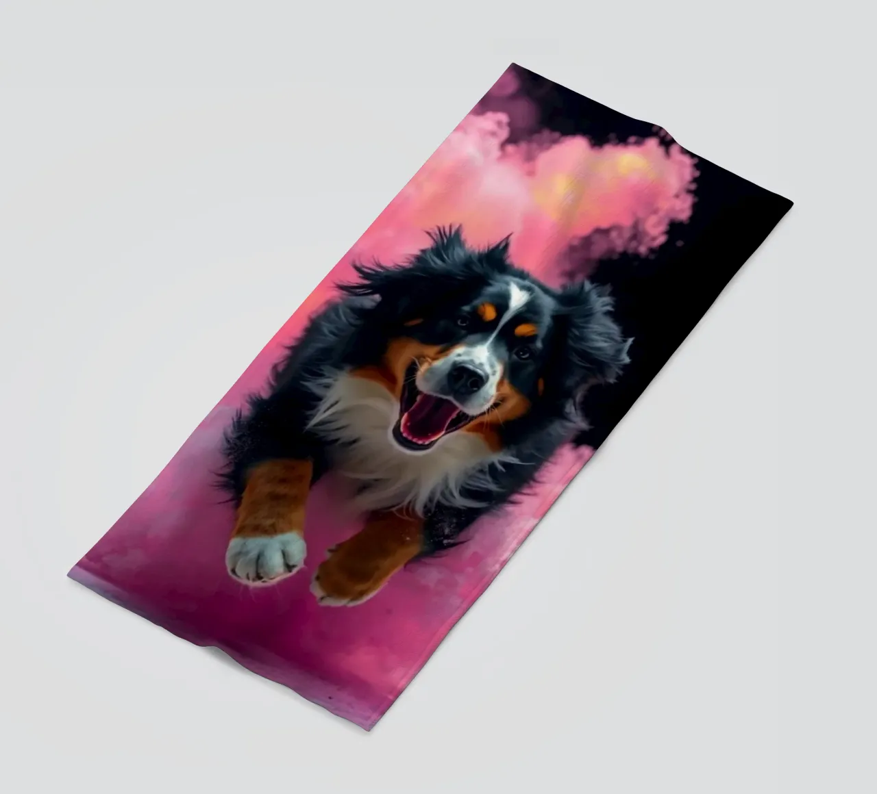 The colorful Bernese Mountain Dog #181 beach towel by Yumis.Beargang.and.Me