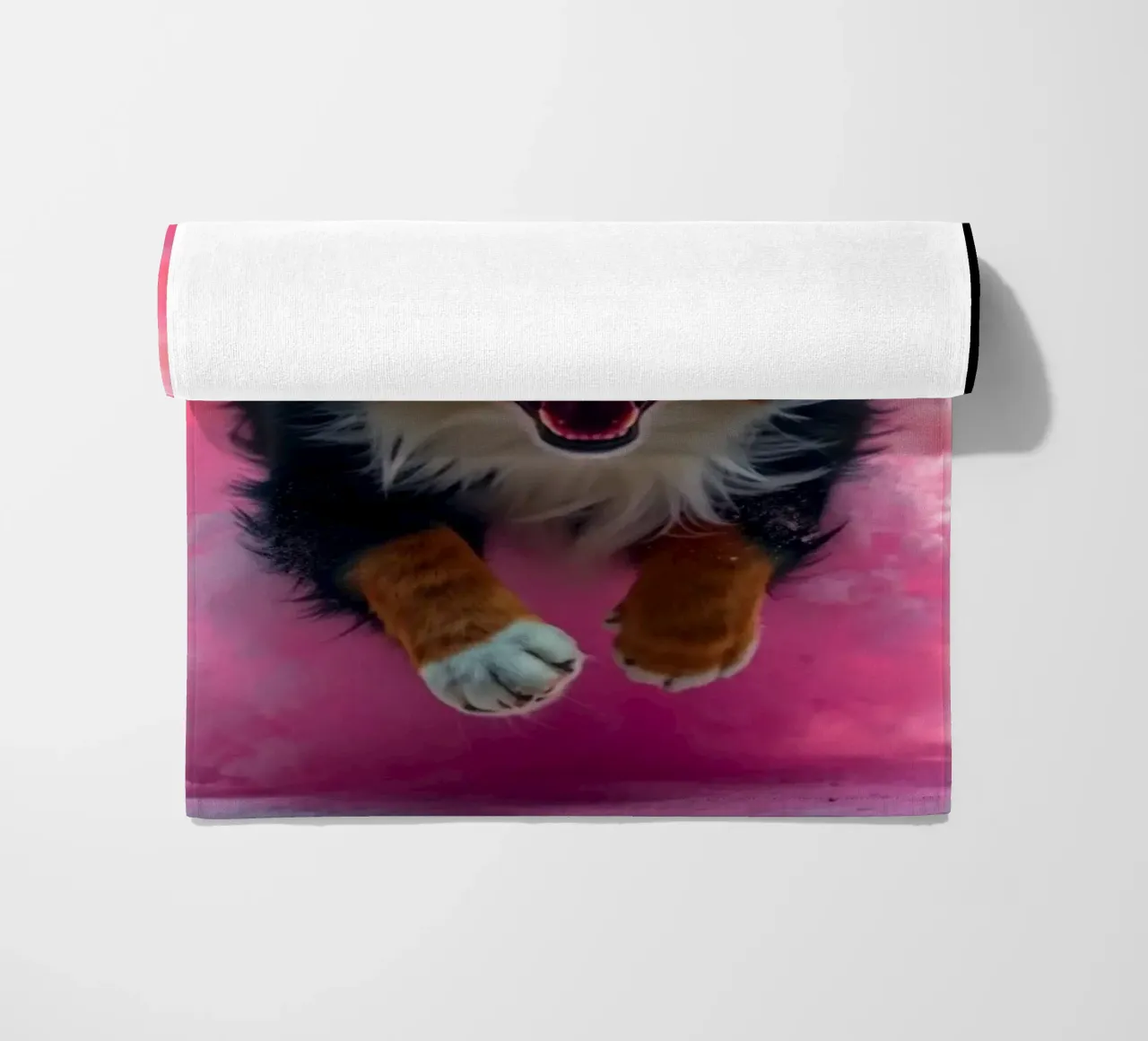 The colorful Bernese Mountain Dog #181 beach towel by Yumis.Beargang.and.Me