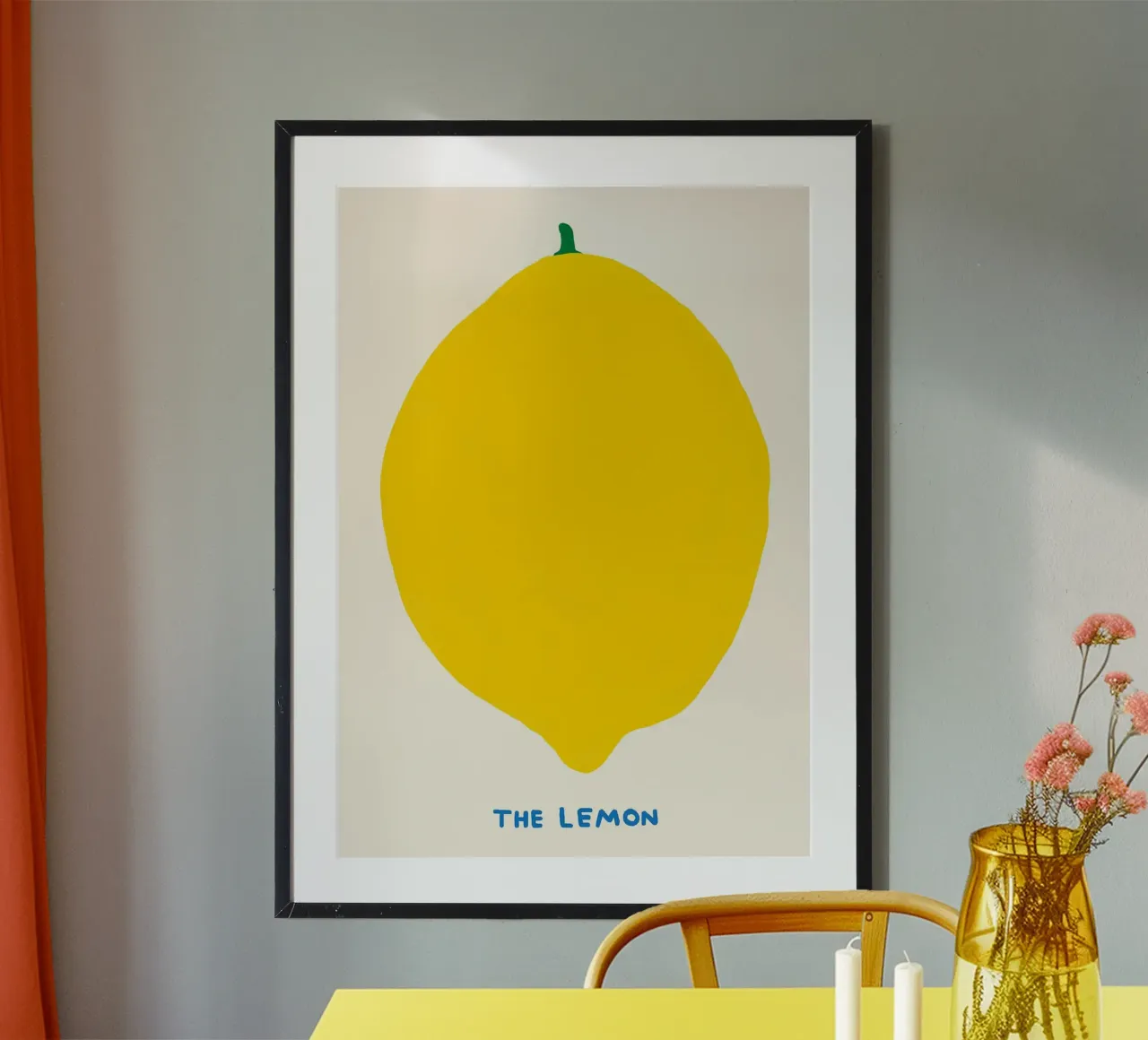 Die Zitrone - Kühnes minimalistisches Obst Hahnemühle von Attaboy Dsgn