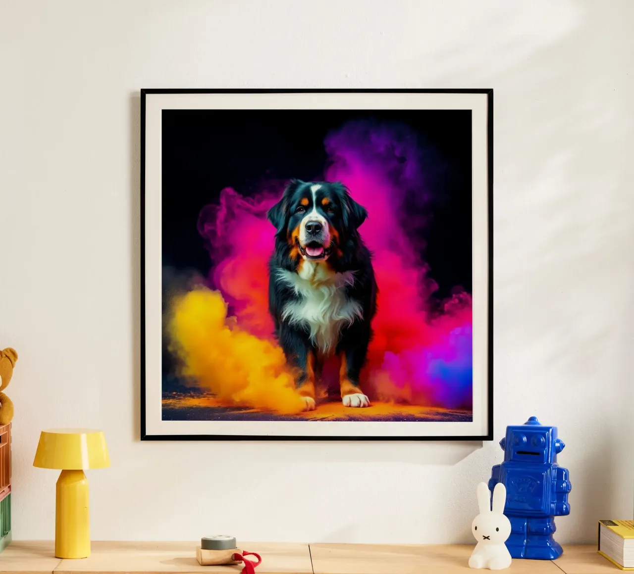 The colorful Bernese Mountain Dog #182 poster by Yumis.Beargang.and.Me
