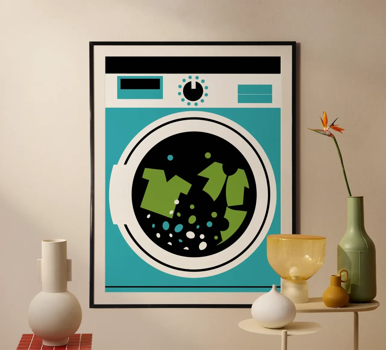 Machine à laver le linge poster avec cadre en plastique de LOOK DIFFERENT