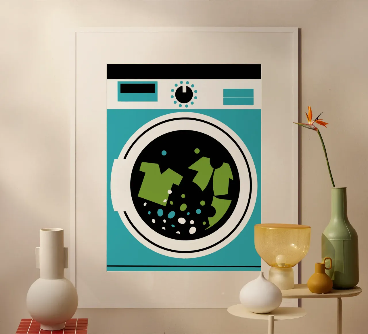 Machine à laver le linge poster avec cadre en plastique de LOOK DIFFERENT