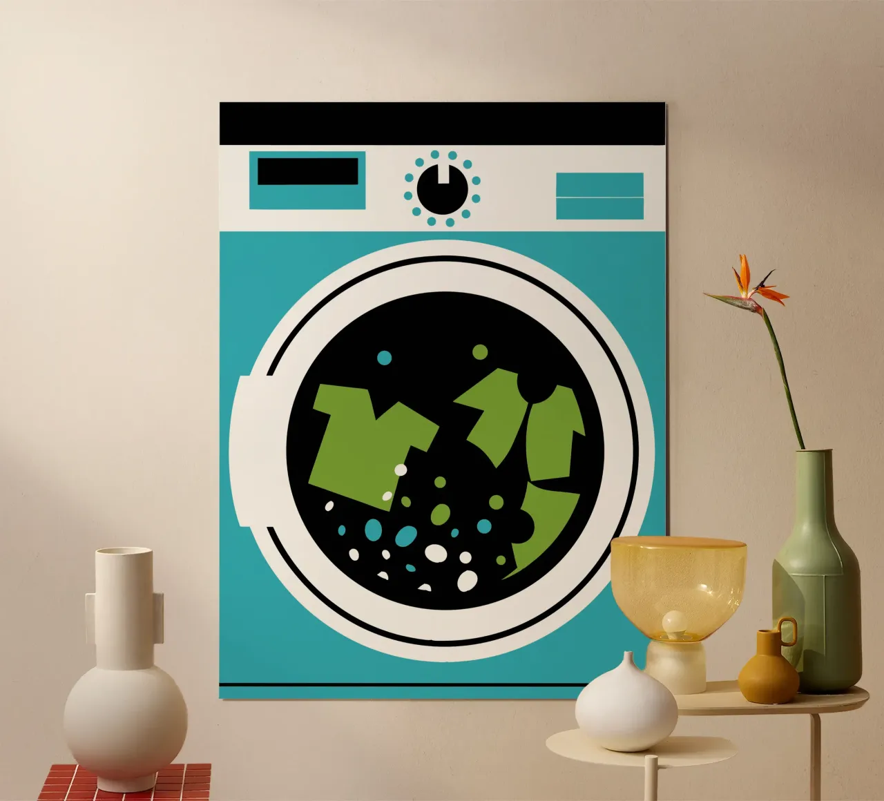 Machine à laver le linge poster avec cadre en plastique de LOOK DIFFERENT