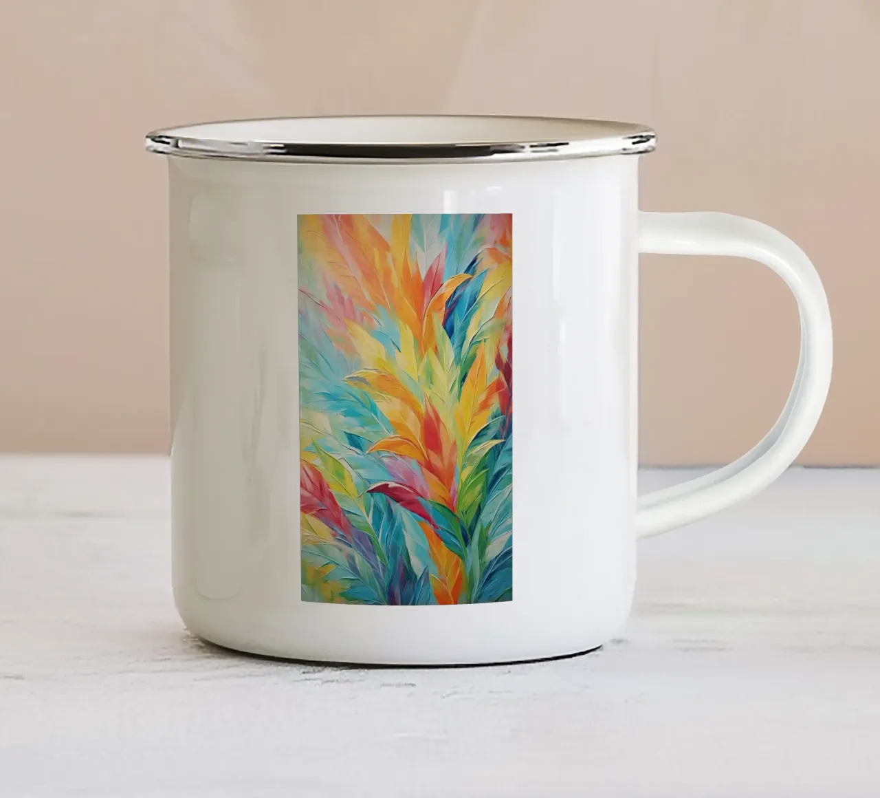 Foglie di giungla colorate tazza in smalto da Imagine