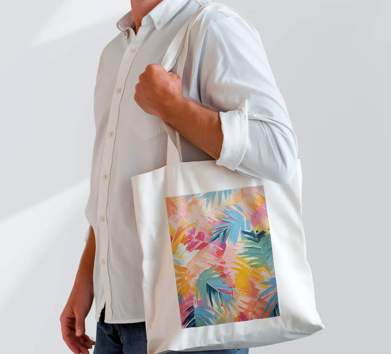 Foglie di giungla colorate borsa in juta da Imagine
