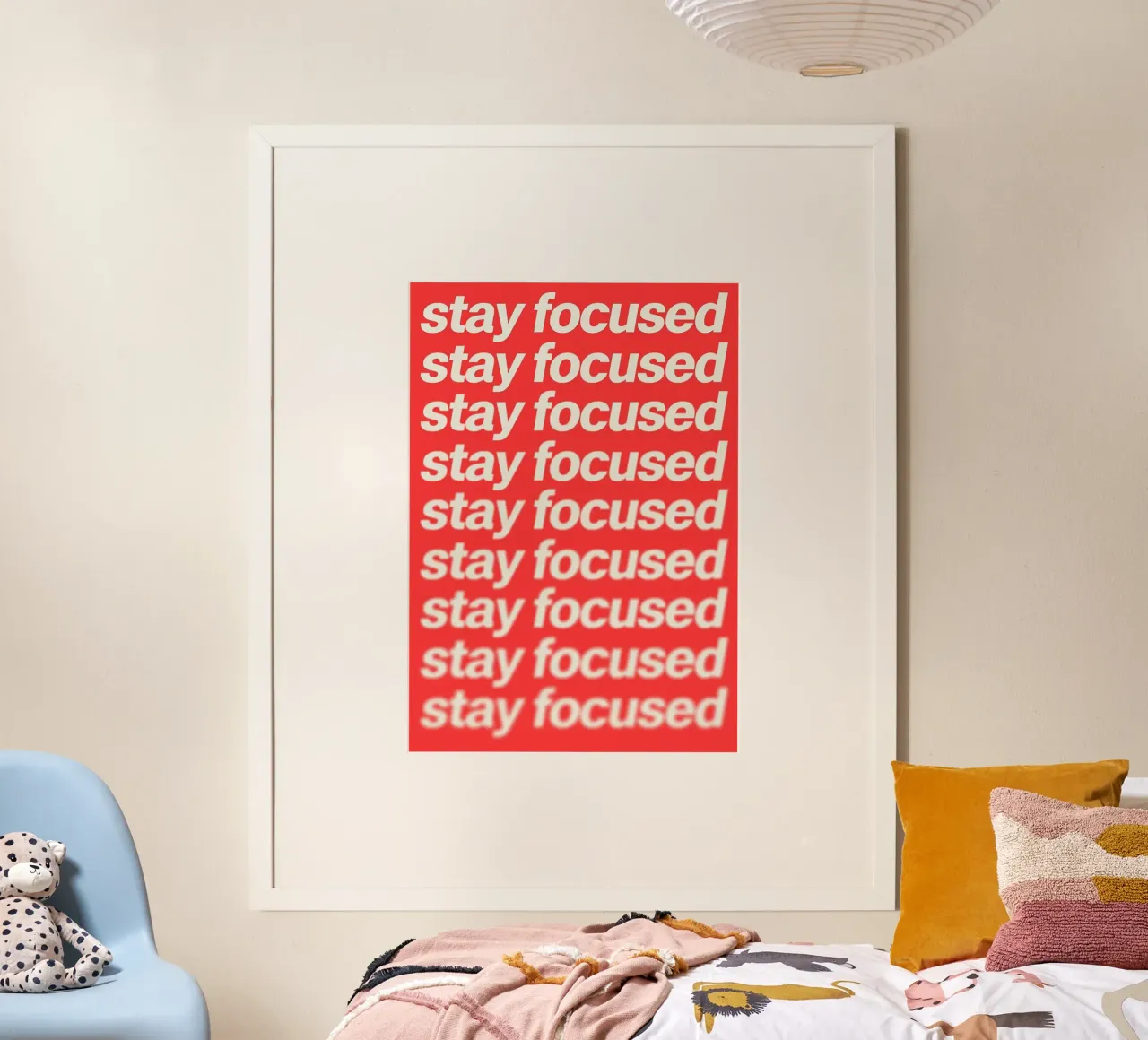 Resta concentrato - Tipografia motivazionale in grassetto poster con telaio in legno da Attaboy Dsgn