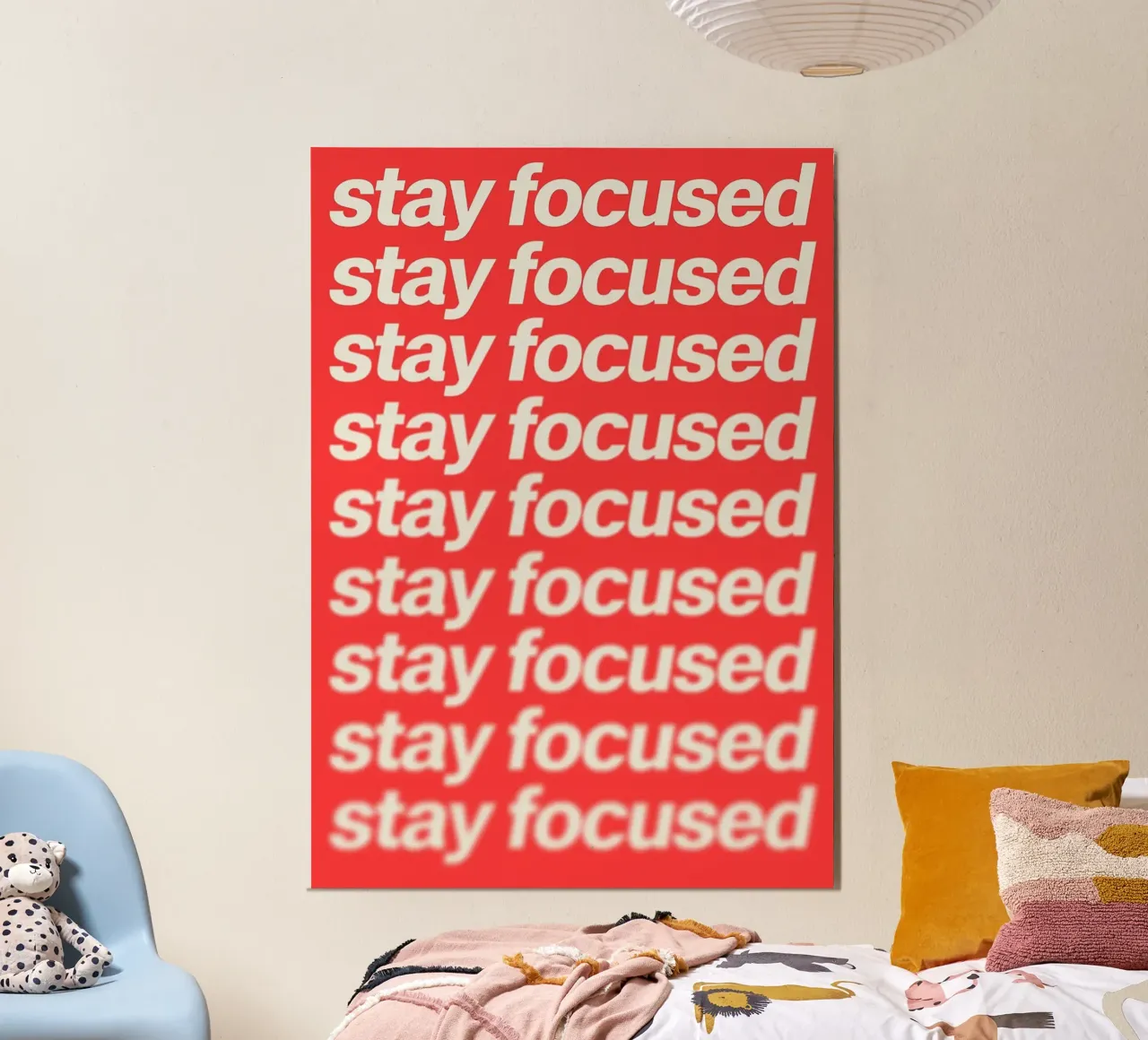Resta concentrato - Tipografia motivazionale in grassetto poster con telaio in legno da Attaboy Dsgn