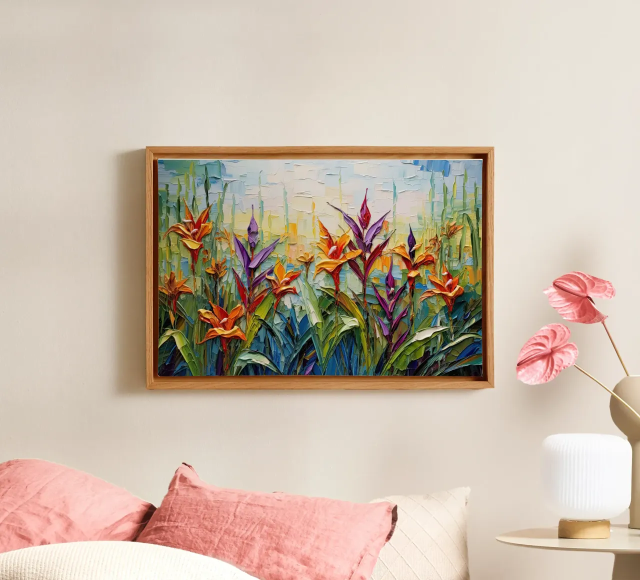 Fiori colorati tela con Cornice a cassetta da Imagine