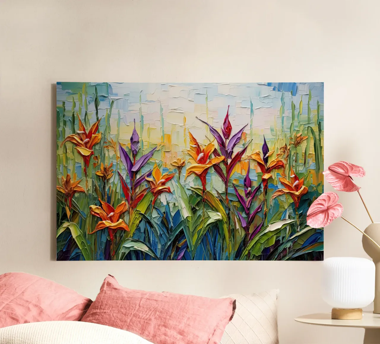 Fiori colorati tela con Cornice a cassetta da Imagine