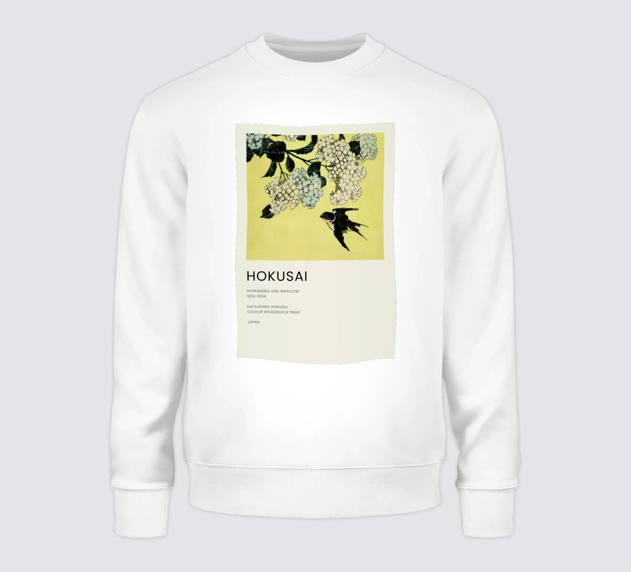 Hokusai - Hydrangea and Swallow felpa da Vintage by JUNIQE