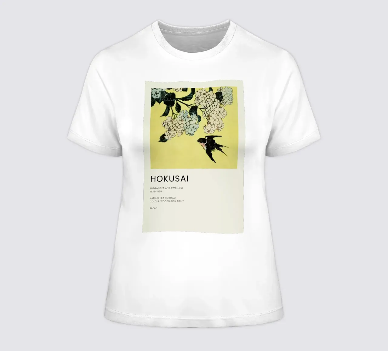 Hokusai - Hydrangea and Swallow t-shirt da donna da Vintage by JUNIQE