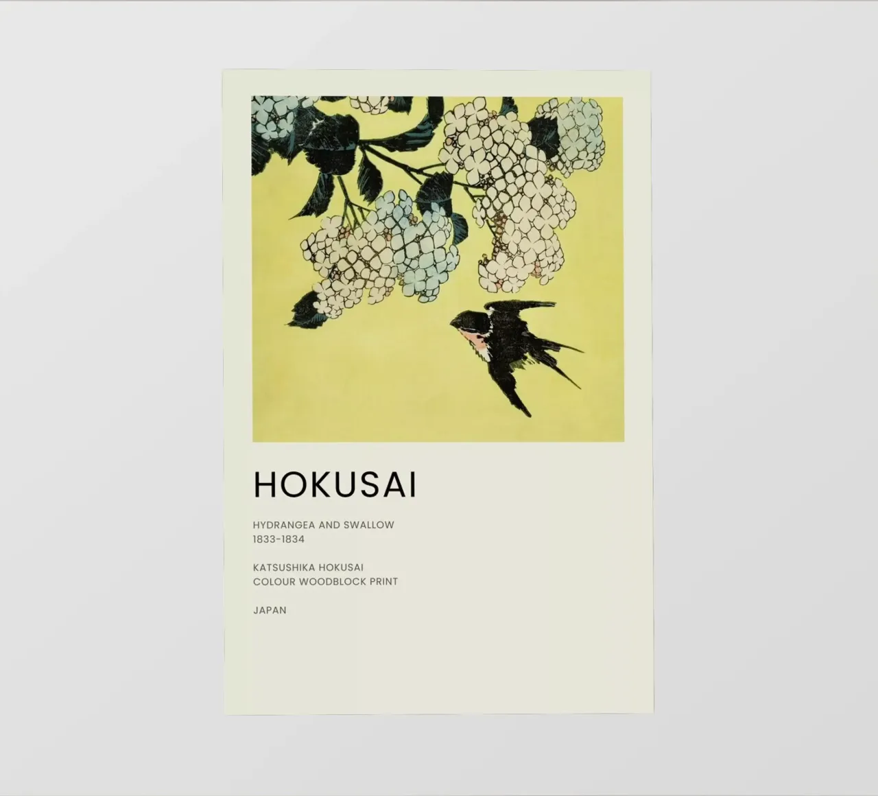 Hokusai - Hydrangea and Swallow telo in pvc da Vintage by JUNIQE