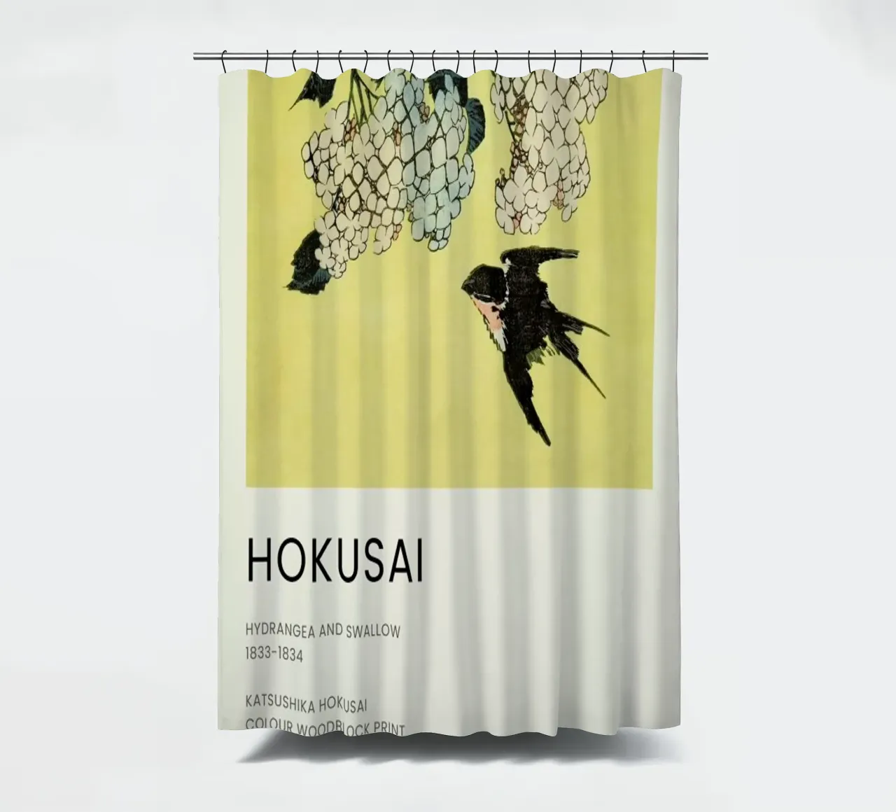 Hokusai - Hydrangea and Swallow tenda da doccia da Vintage by JUNIQE