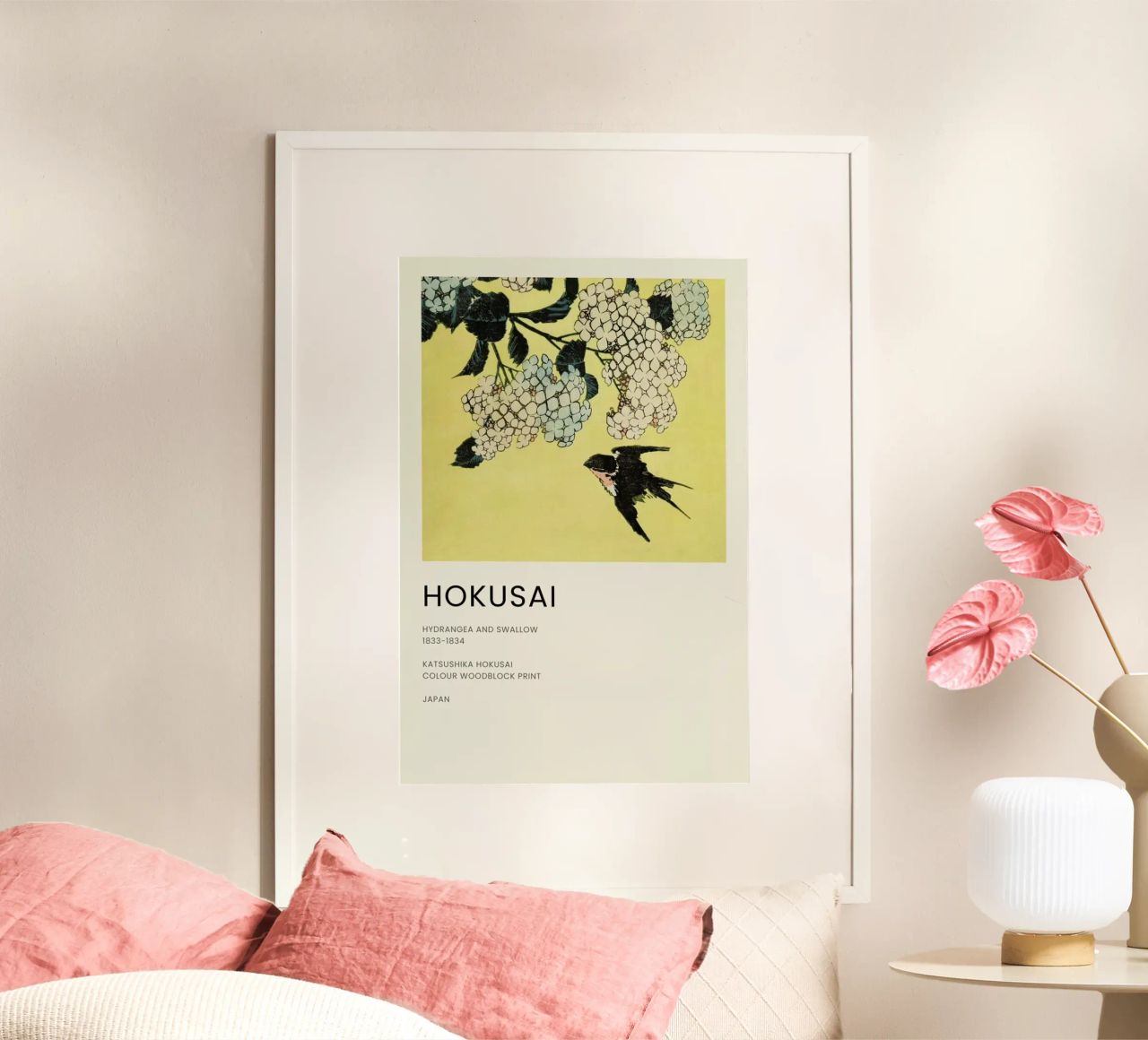 Hokusai - Hydrangea and Swallow Poster von Vintage by JUNIQE