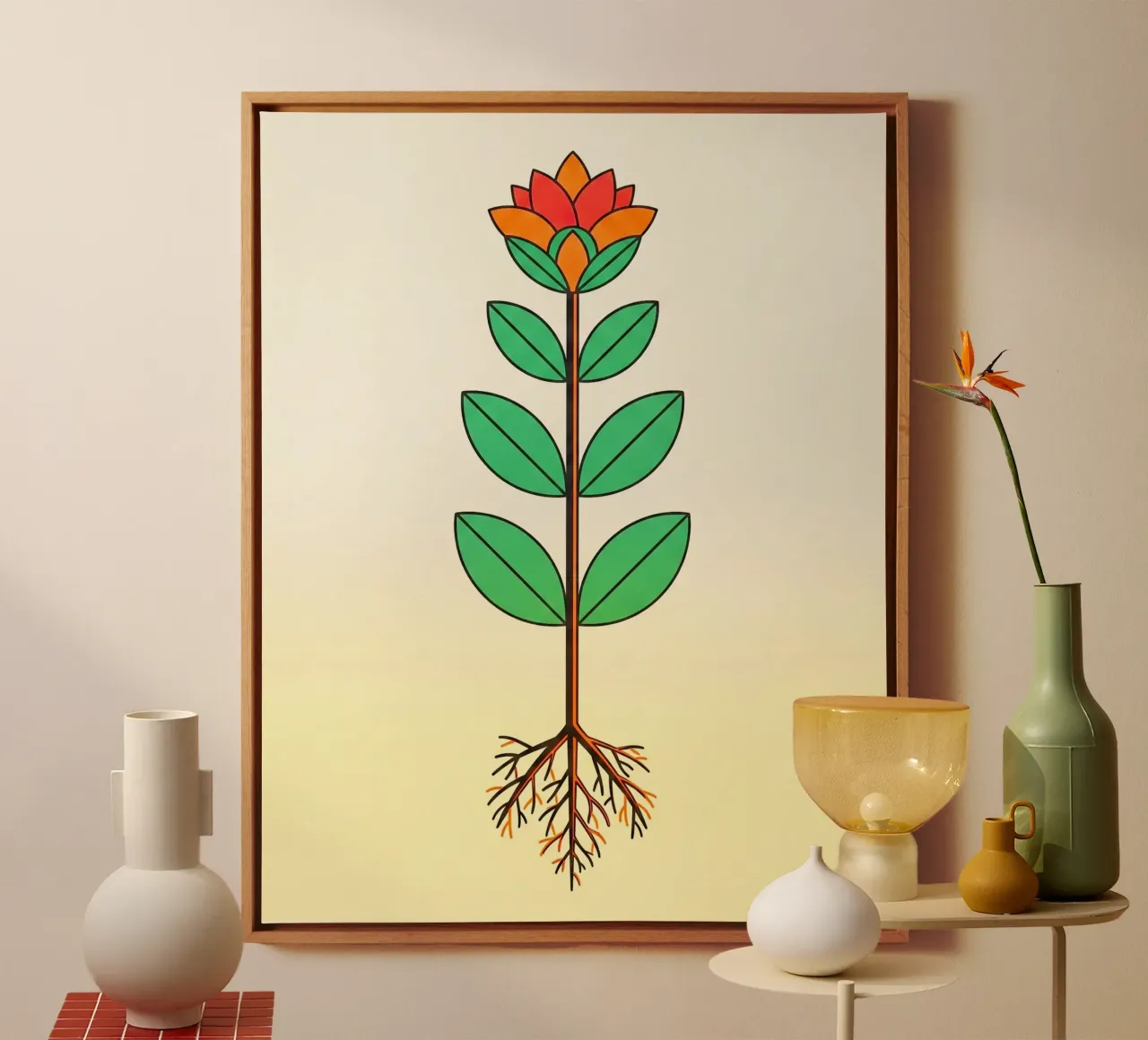 Floral bauhaus #031: The Essence of Growth tela con Cornice a cassetta da Zen Design