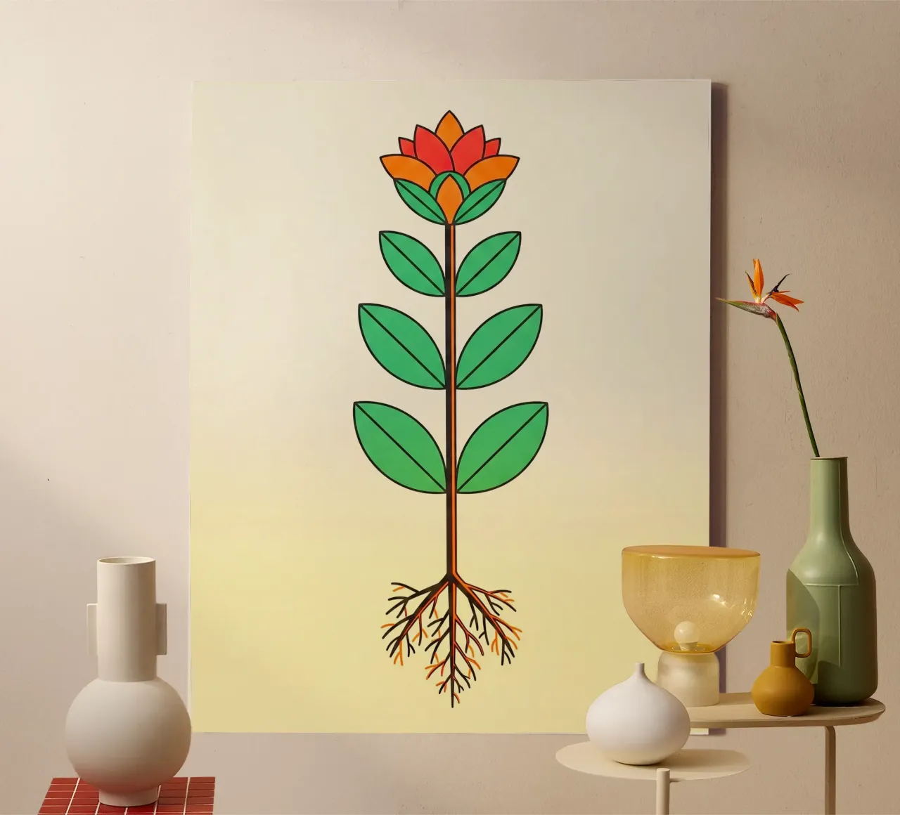 Floral bauhaus #031: The Essence of Growth tela con Cornice a cassetta da Zen Design