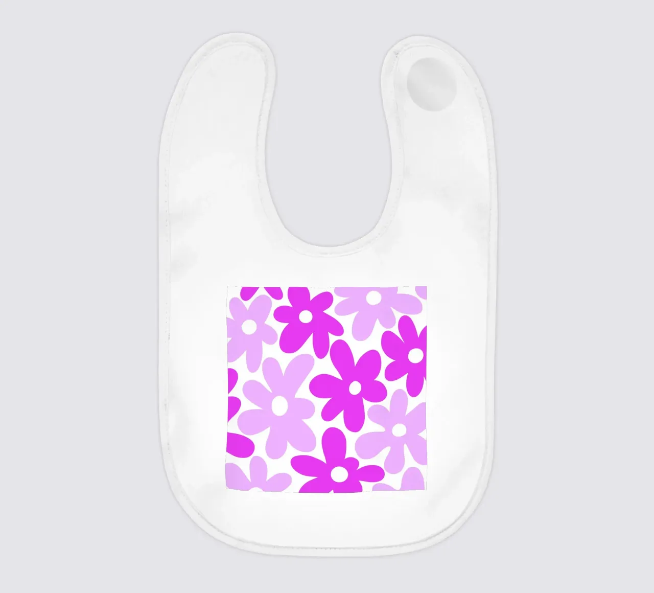 Minimalist Flower Power in Fuchsia & Lavender baby bib by Happy Littles