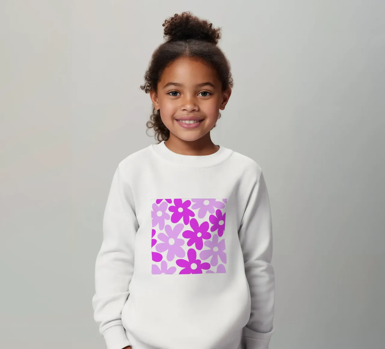 Minimalist Flower Power in Fuchsia & Lavender kids sweatshirt by Happy Littles