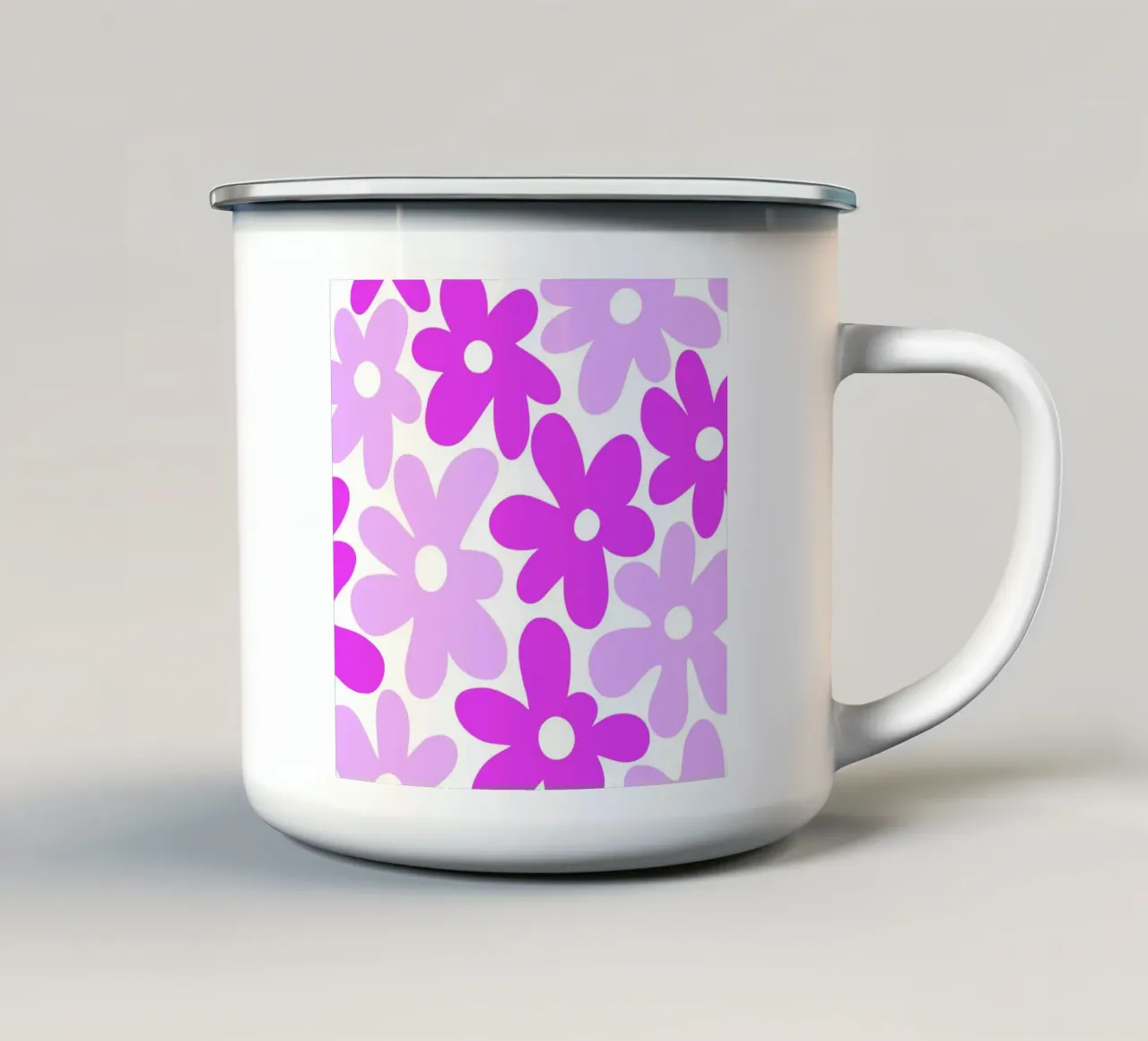 Potenza floreale minimalista in fucsia e lavanda tazza in smalto da Happy Littles