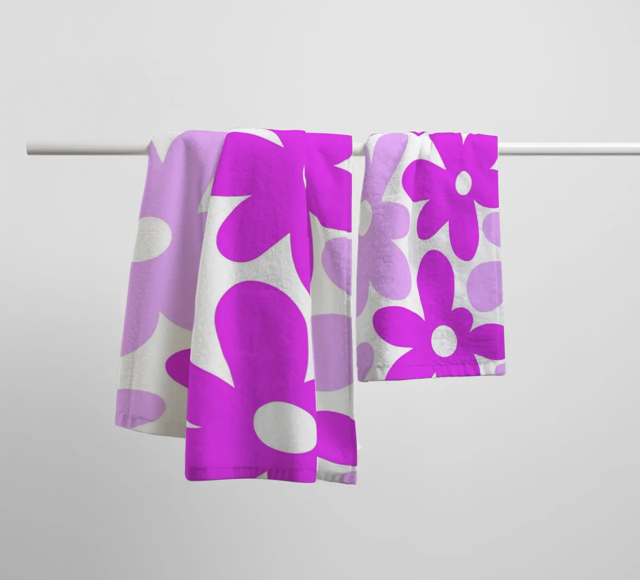 Minimalist Flower Power in Fuchsia & Lavender towel by Happy Littles