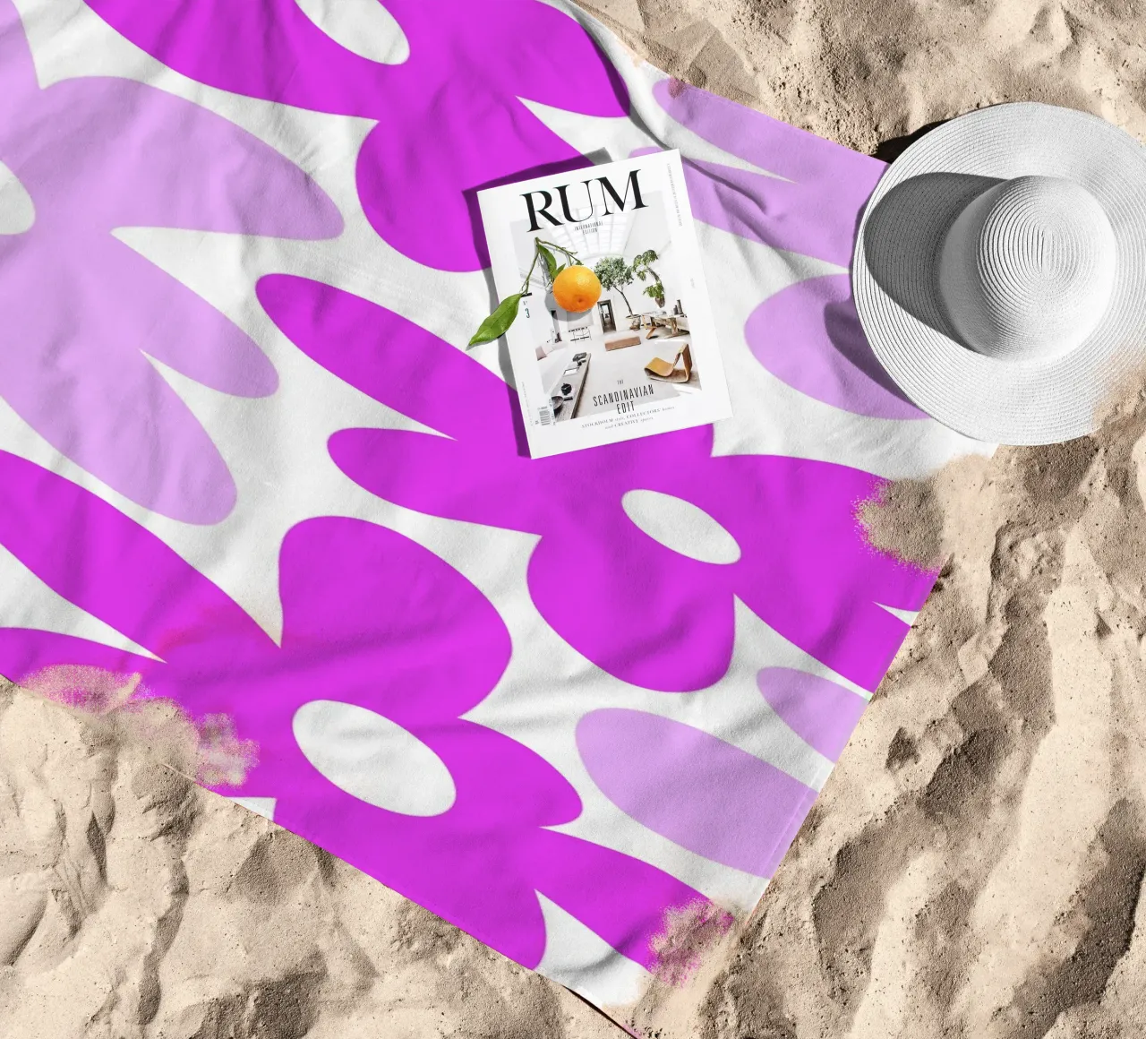 Minimalist Flower Power in Fuchsia & Lavender beach towel by Happy Littles