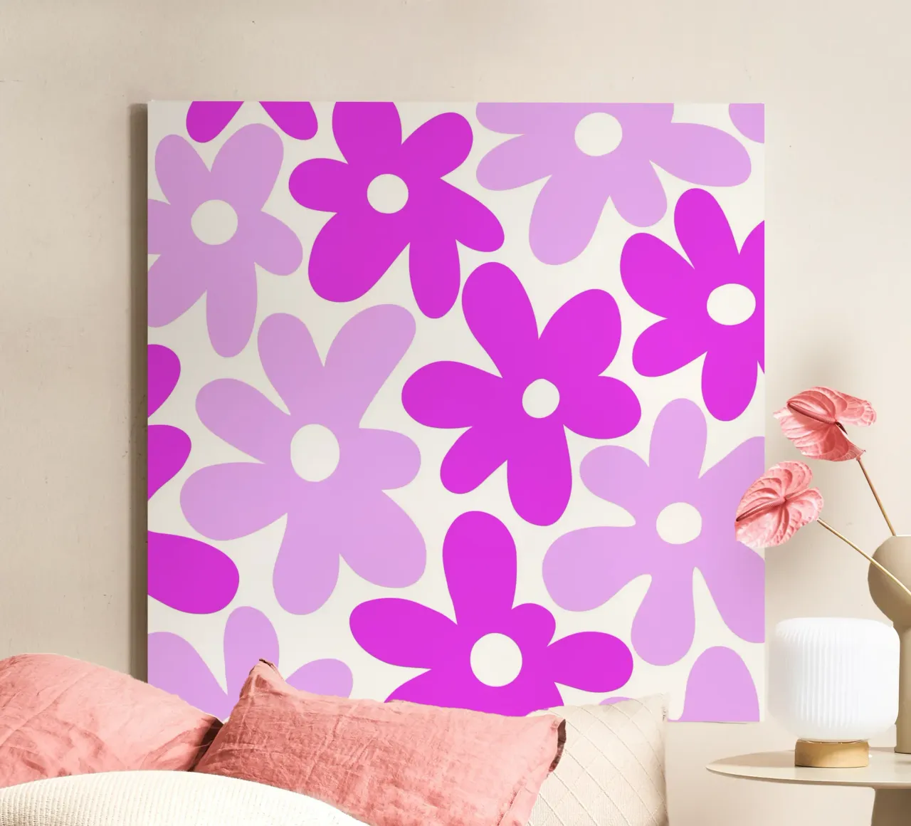 Minimalist Flower Power in Fuchsia & Lavender canvas by Happy Littles
