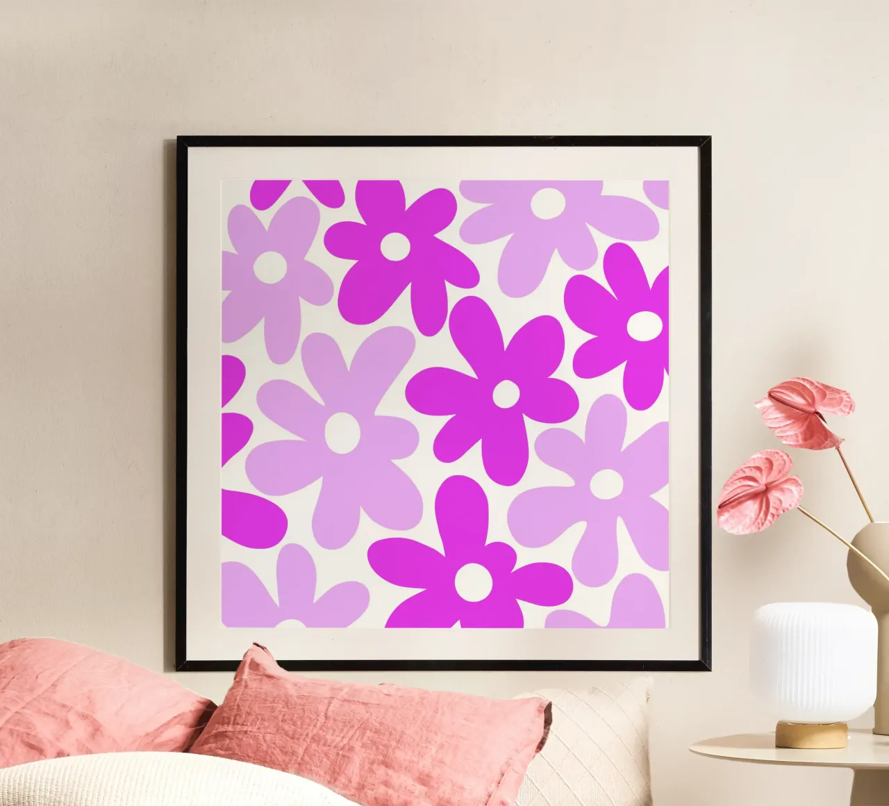 Minimalist Flower Power in Fuchsia & Lavender poster by Happy Littles