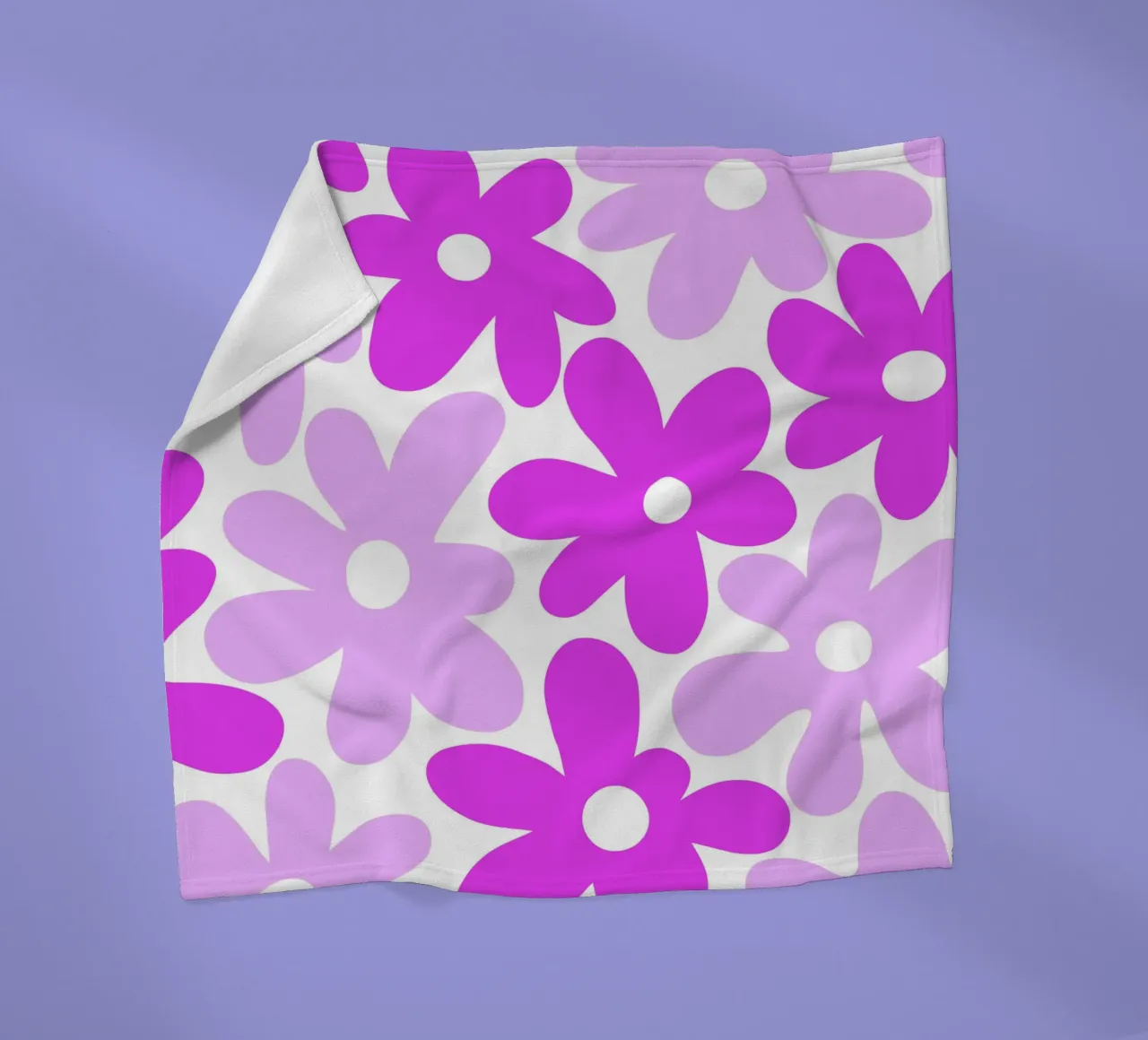 Minimalist Flower Power in Fuchsia & Lavender fleece blanket by Happy Littles