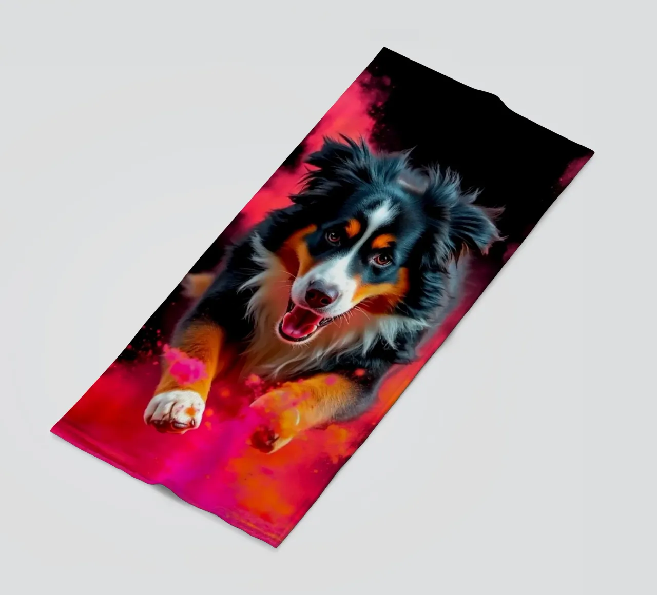 The colorful Bernese Mountain Dog #185 beach towel by Yumis.Beargang.and.Me