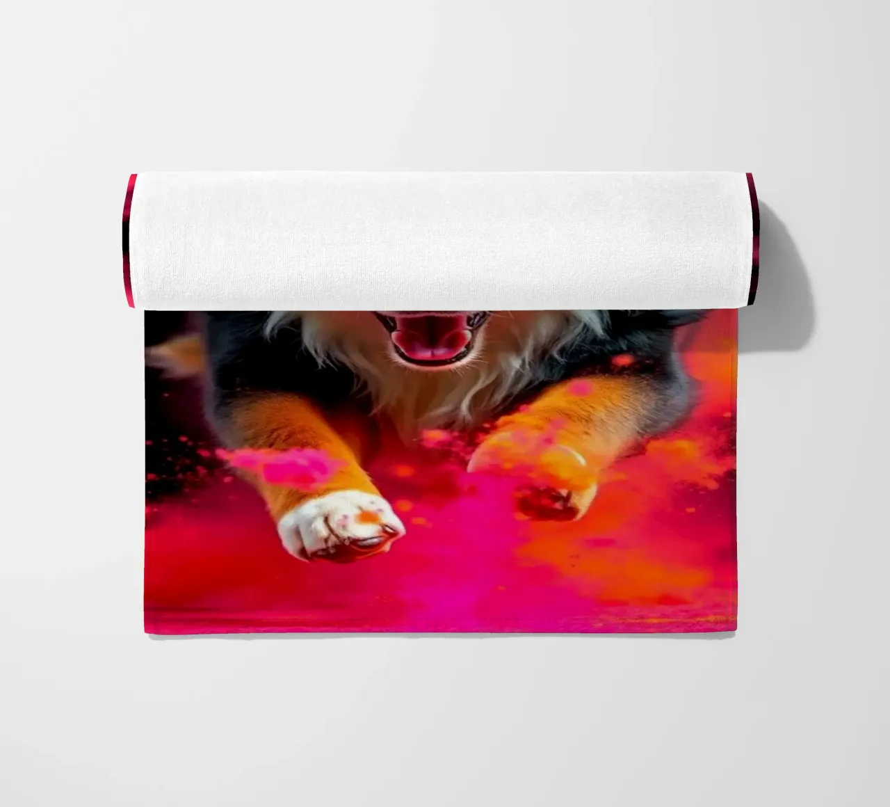 The colorful Bernese Mountain Dog #185 beach towel by Yumis.Beargang.and.Me