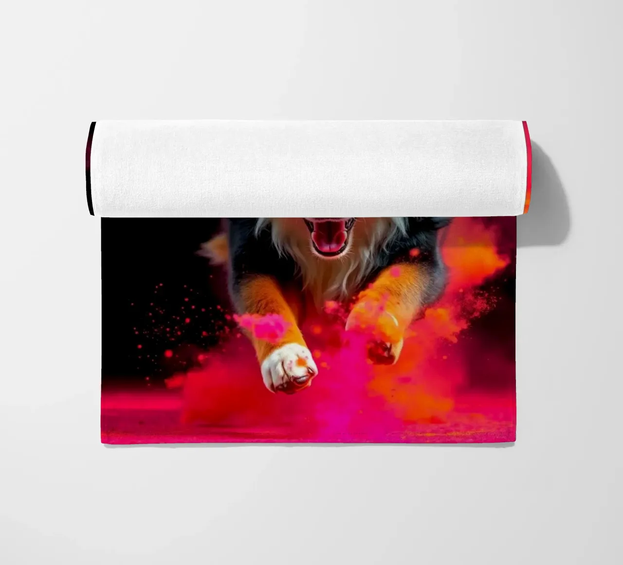The colorful Bernese Mountain Dog #185 beach towel by Yumis.Beargang.and.Me